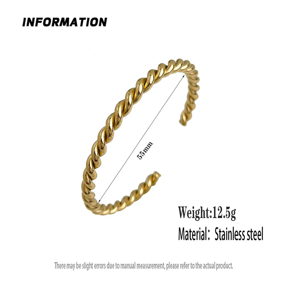Double-layer wire-wrapped stainless steel gold-plated 18K bracelet, high-quality waterproof silver jewelry, gift for couples Vera Lux