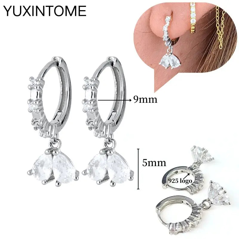 925 Sterling Silver Ear Needle Fashion Hoop Earrings White Crystal Luxury Women's Silver Earrings Wedding Women's Jewelry Gift Vera Lux