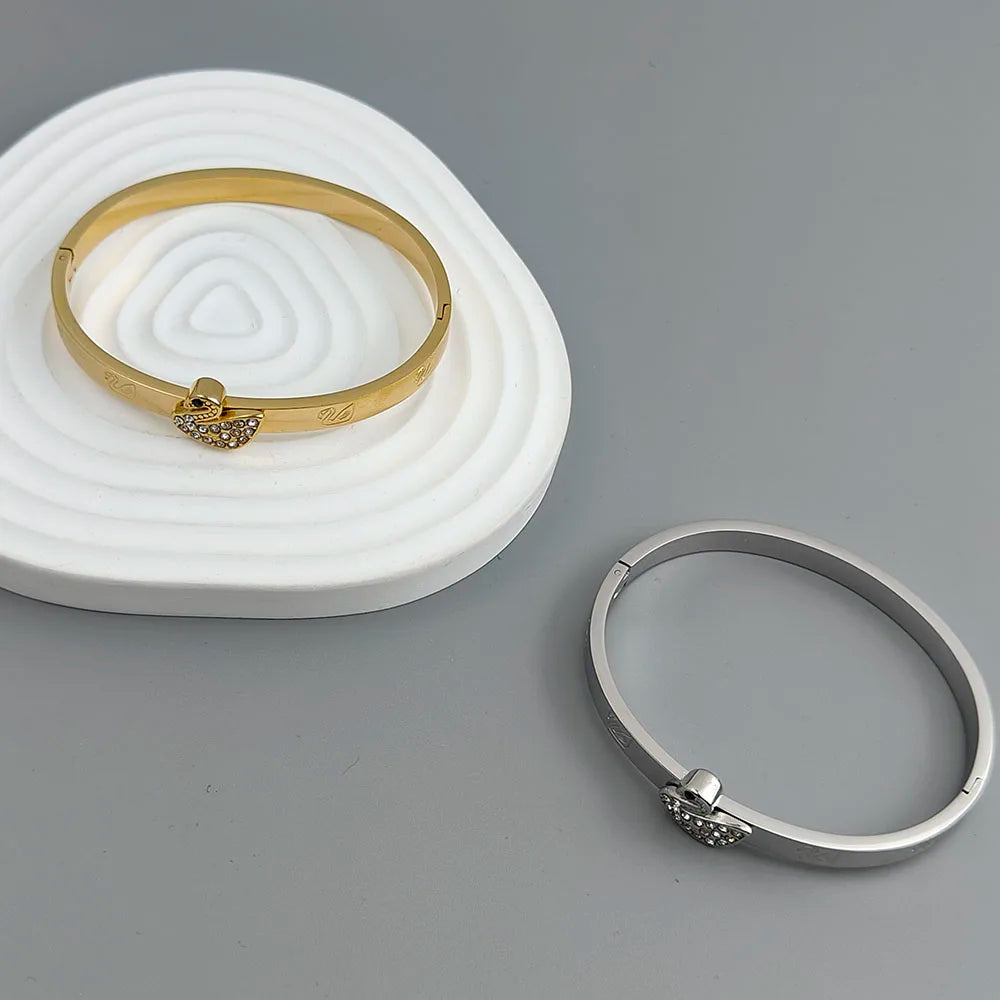New swan zircon gold-plated stainless steel bracelet 18K, high quality waterproof couple bracelet, wife gift Vera Lux