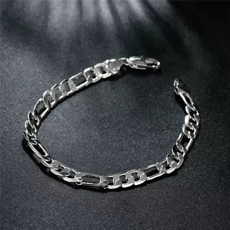 Fine Noble New Arrive 925 Silver 4MM Chain for Men Women Bracelet Necklace Jewelry Set Lady Christma Gifts Charms Wedding Vera Lux