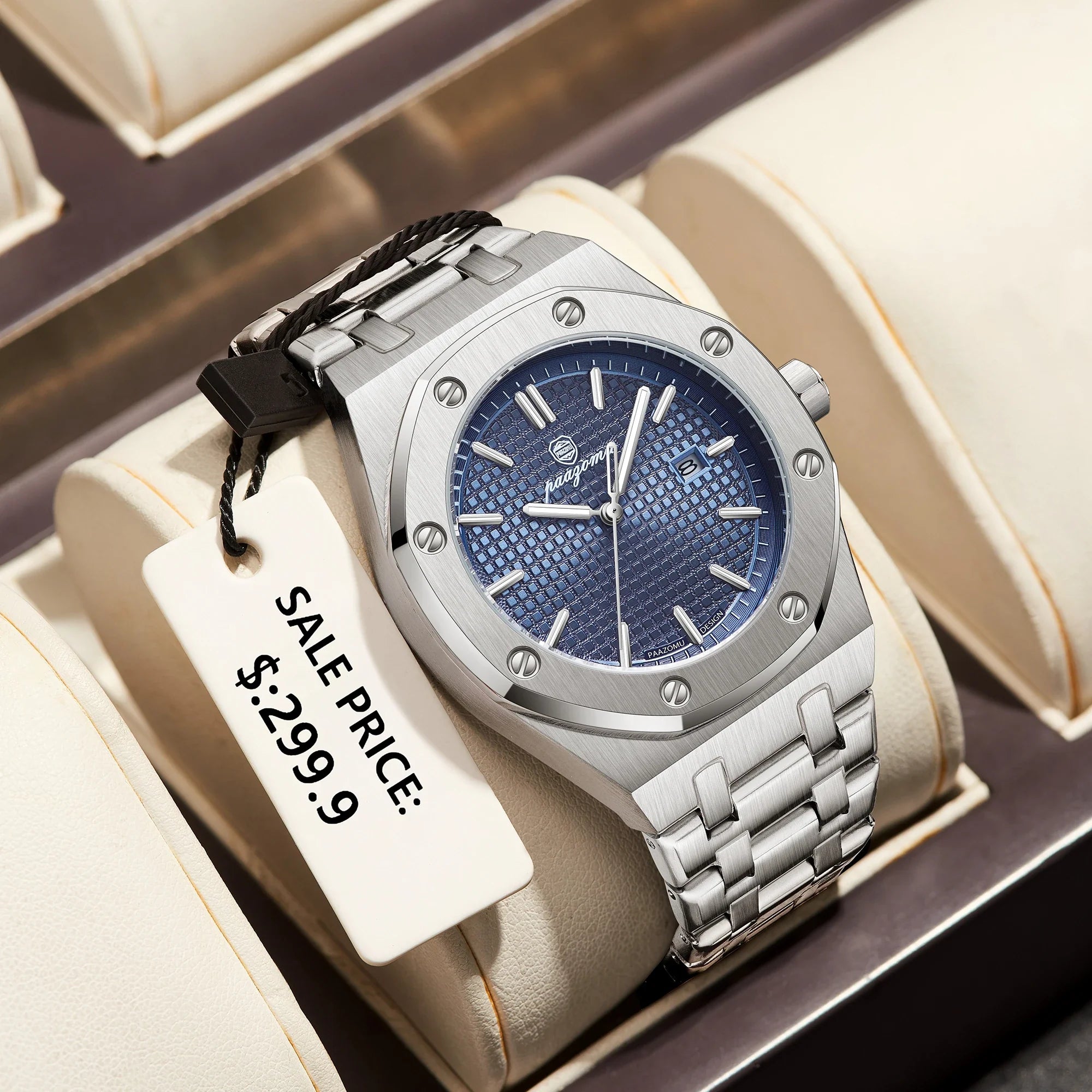 PAAZOMU Luxury Business Man Wristwatch Waterproof Luminous Date Men Watch Stainless Steel Fashion Quartz Watches For Men Reloj Vera Lux