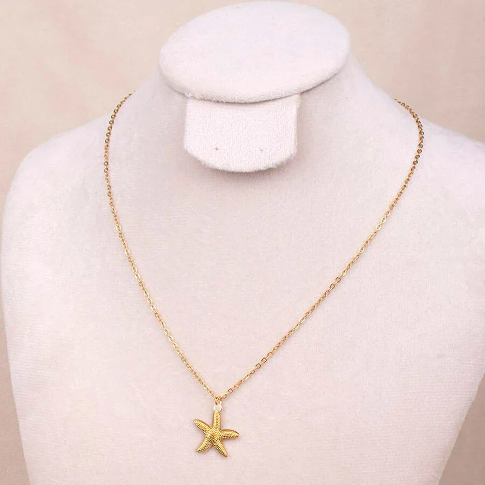 DOTIFI  Beach Wind Shell Starfish Pendant Pendant Stainless Steel Necklace Female Fashion Simple Personalized Necklace Jewelry Vera Lux
