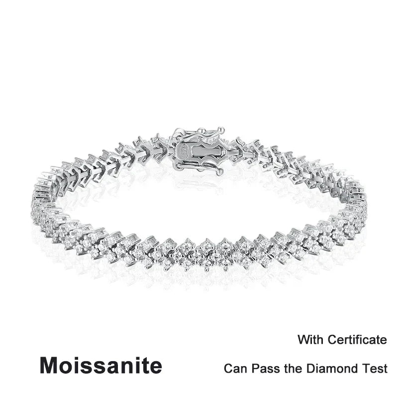 NeeTim Moissanite Tennis Bracelet 925 Sterling Silver Lab Diamond Bracelets with White Gold Plated  Fine Jewelry For Women Vera Lux