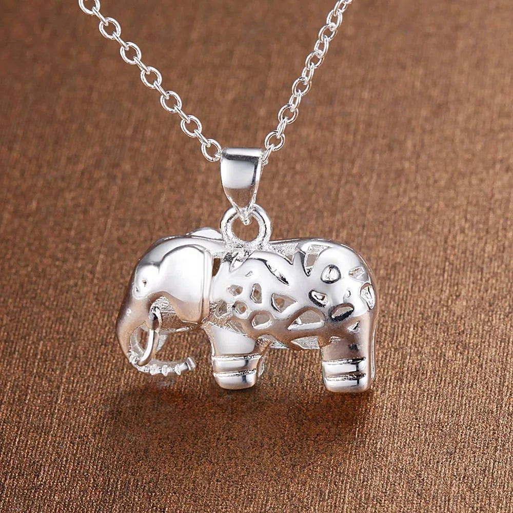 Street fashion 925 Sterling Silver Pretty elephant pendant Necklace For Women Wedding accessories party designer Jewelry gifts Vera Lux