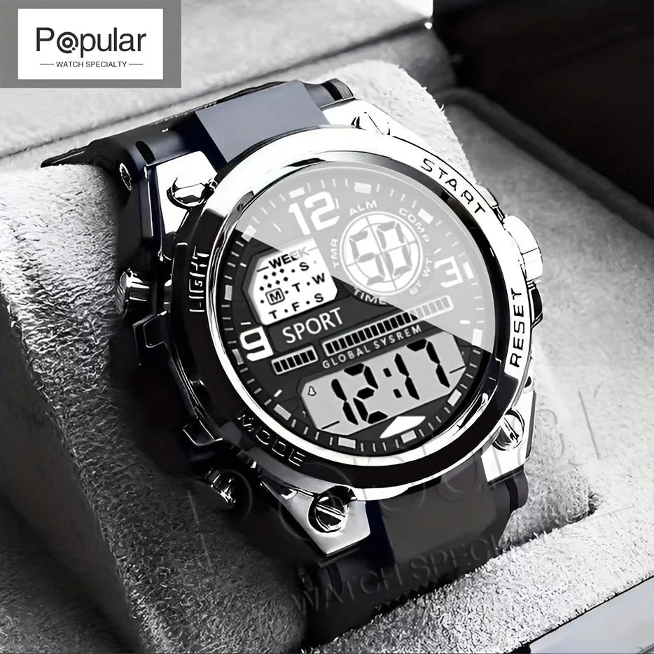Unisex Outdoor Sports Digital Watch Big Dial LED Alarm 1237 Sport Watch for Men And Women Vera Lux