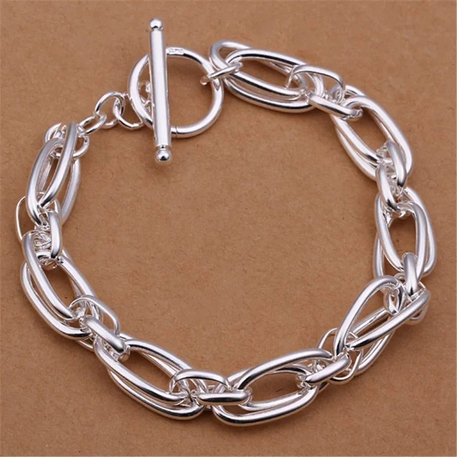 8 Inch 18K Gold Bracelet 5MM Sideways Chain Bracelet For Woman Men Fashion Wedding Engagement 925 Sterling Silver Jewelry Gifts Vera Lux