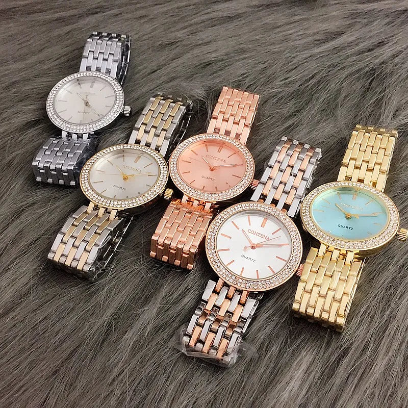 Luxury Rhinestone Watch Top Brand Women Watches Fashion Gold Women's Watches Stainless Steel Ladies Watch Clock Gifts for Women Vera Lux