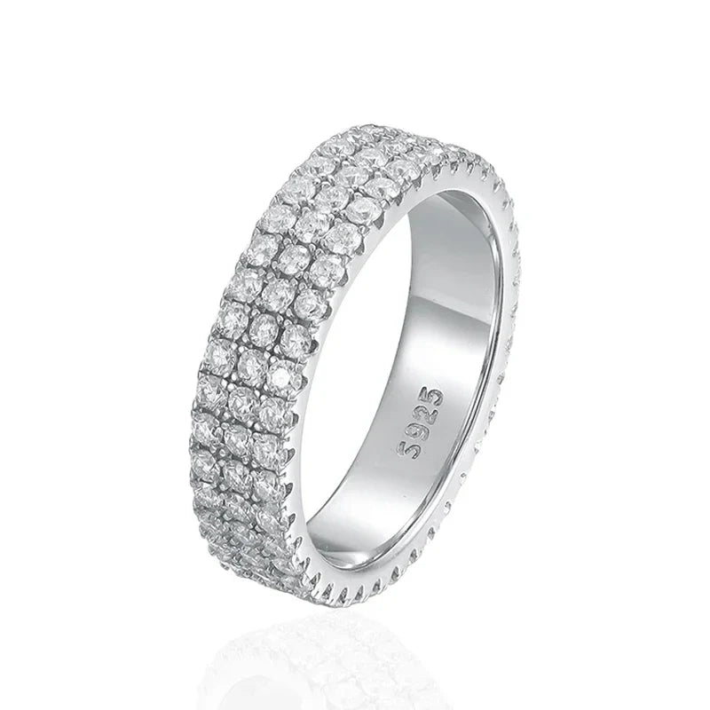NeeTim Full Moissanite Ring Sterling Silver 925 with Gold Plated Wedding Engagement Eternity Band Patry Luxury Jewelry for Women Vera Lux