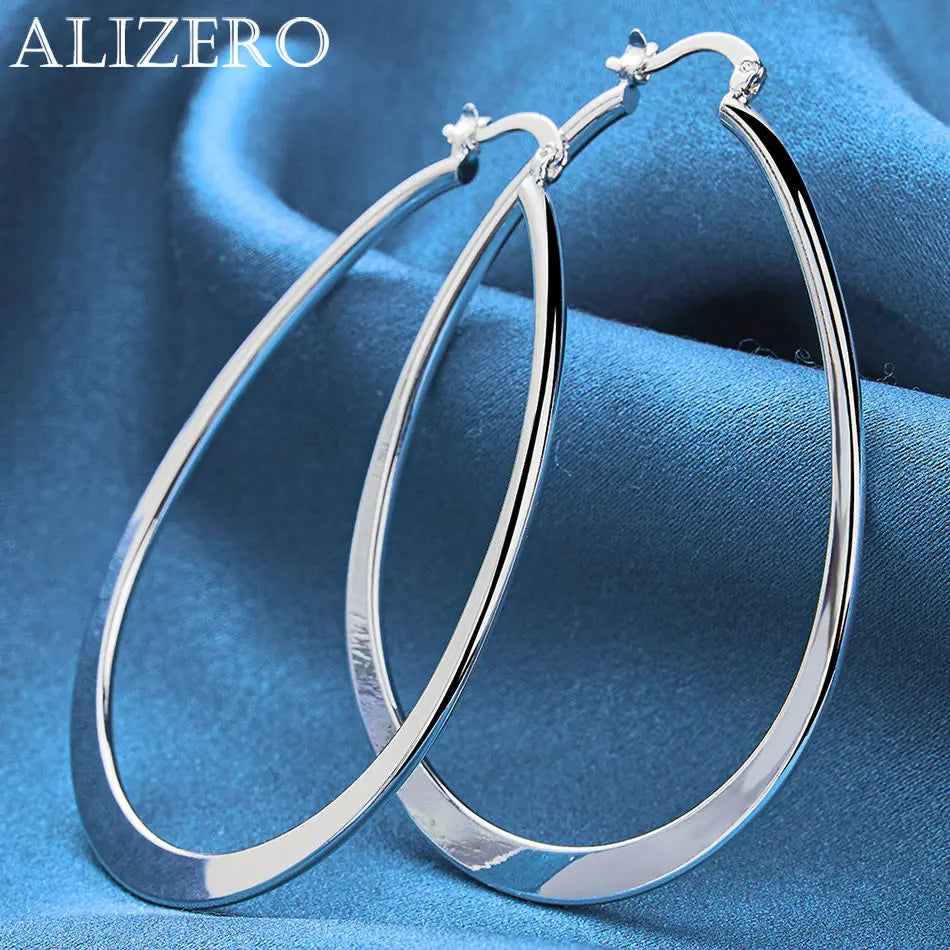 ALIZERO 925 Sterling Silver Earrings Simple Round Circle Hoop Earrings For Woman Fashion Wedding Engagement Charm Jewelry Gifts Vera Lux