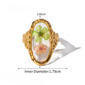 Light Cozy 18k Gold Plated Minimalist Polygonal Dry Flower Opening Ring Women Personalized Stainless Steel Statement Jewelry Vera Lux