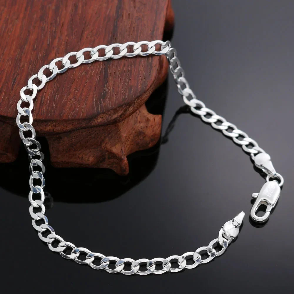 8 Inch 18K Gold Bracelet 5MM Sideways Chain Bracelet For Woman Men Fashion Wedding Engagement 925 Sterling Silver Jewelry Gifts Vera Lux