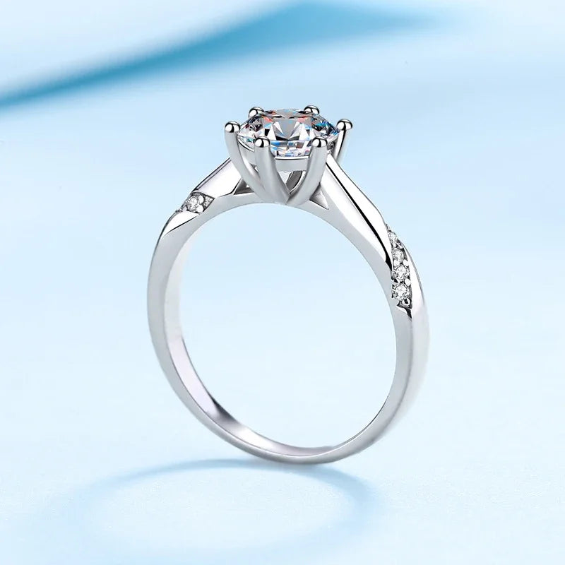 NeeTim 1ct - 3ct Moissanite Ring 925 Sterling Silver with Gold Plated Diamond Engagement Wedding Band Fine Jewelry For Women Vera Lux