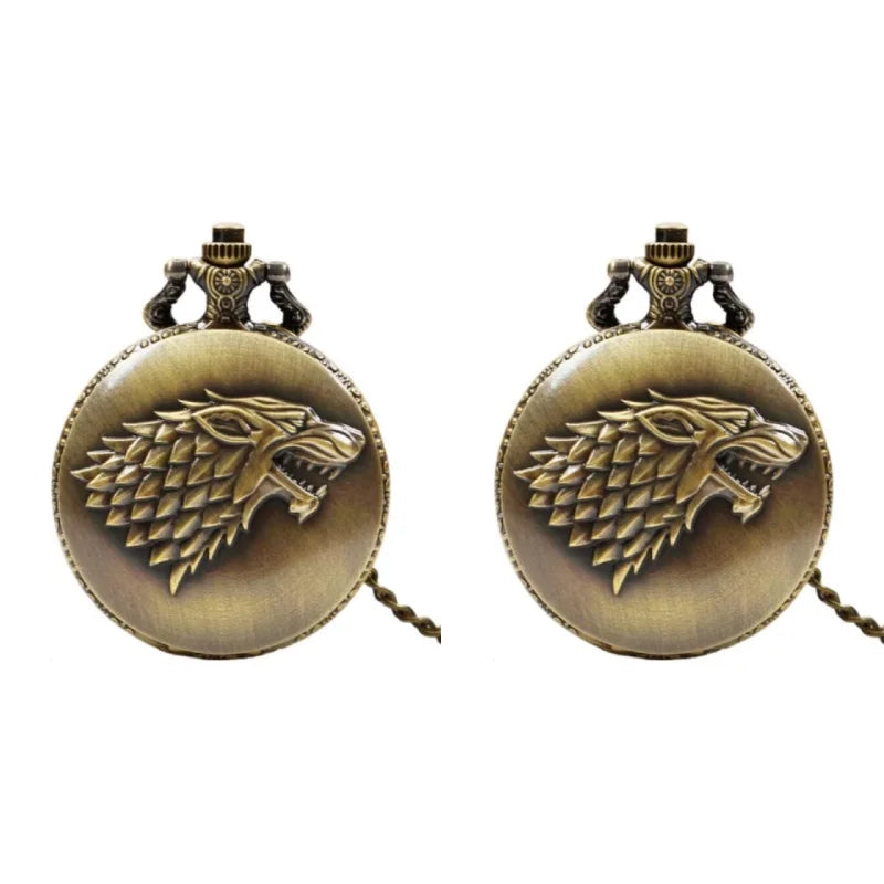 Personalized creative l Wolf Head three-dimensional carved pocket watch FOB Watch for men's Arabic numerals display quartz penda Vera Lux