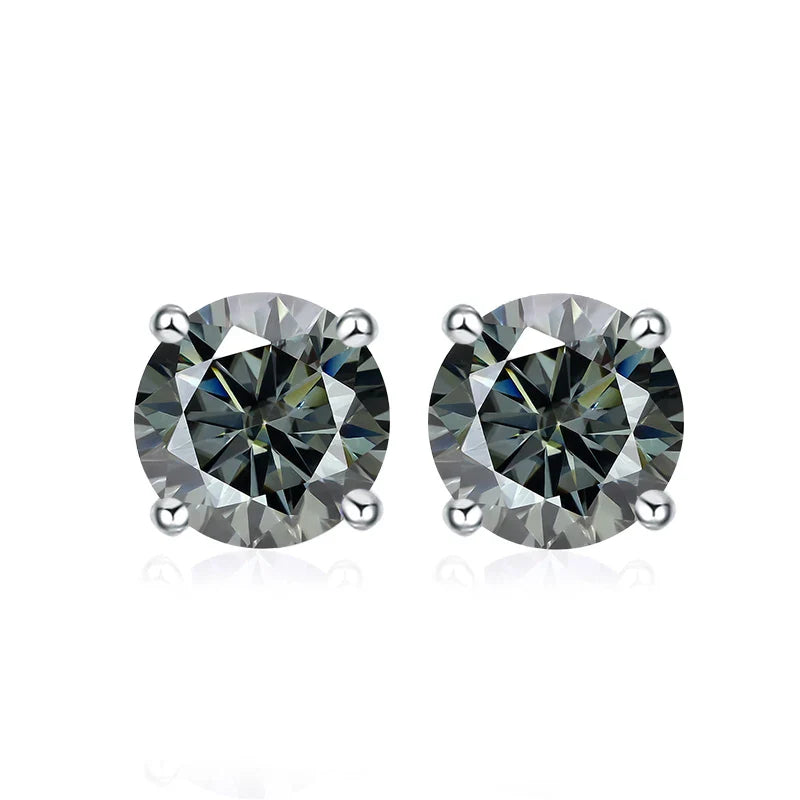 NeeTim 0.5ct 1ct 2ct Moissanite Stud Earrings for Women 925 Sterling Silver Pink Black Blue Grey Sparkling Lab Diamond Earring Vera Lux