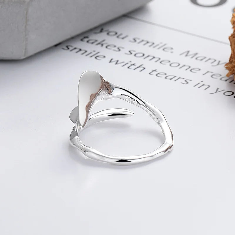 925 Sterling Silver Smooth Surface Leaf Rings For Women Couple Engagement Jewelry Accessories Wholesale Argent 925 Jewellery Vera Lux