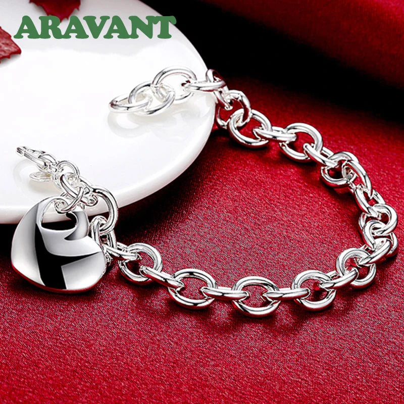 Aravant 925 Silver Bridal Jewelry Sets Love Heart Necklace Bracelets Set For Women Fashion Jewelry Vera Lux
