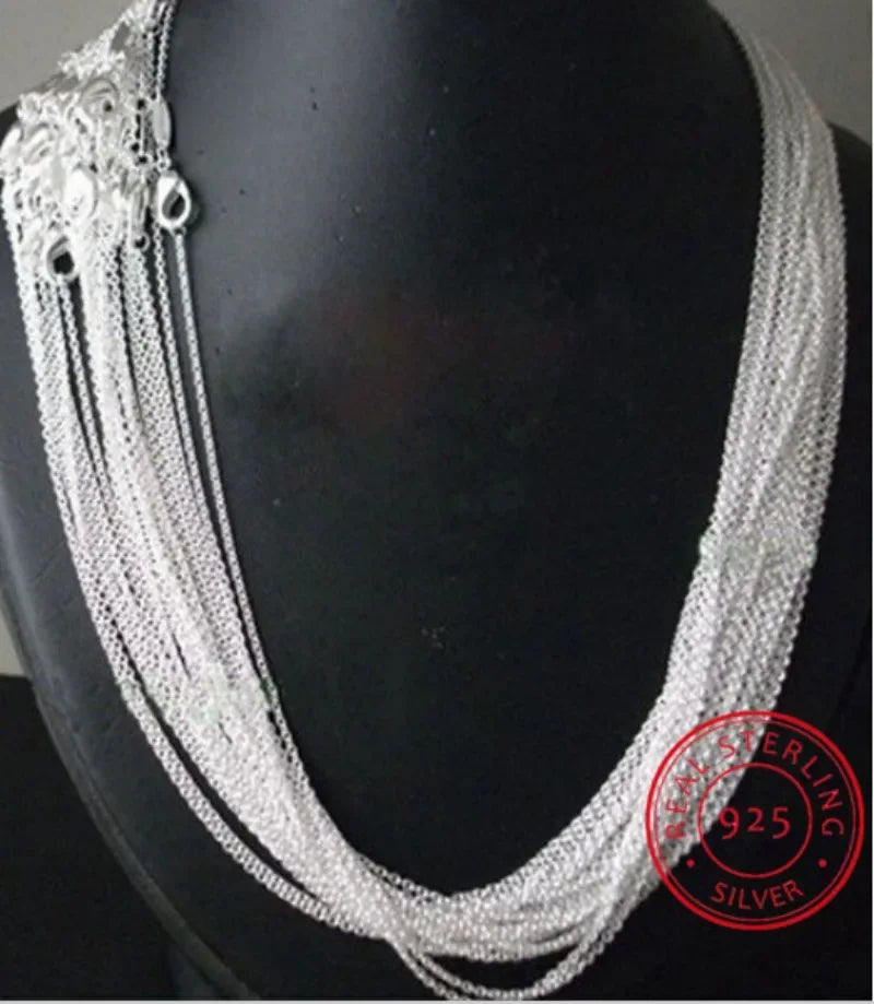 10pcs/lot Promotion! wholesale 925 sterling silver necklace, silver fine jewelry Rolo Chain 1mm Necklace 16 18 20 22 24" Vera Lux