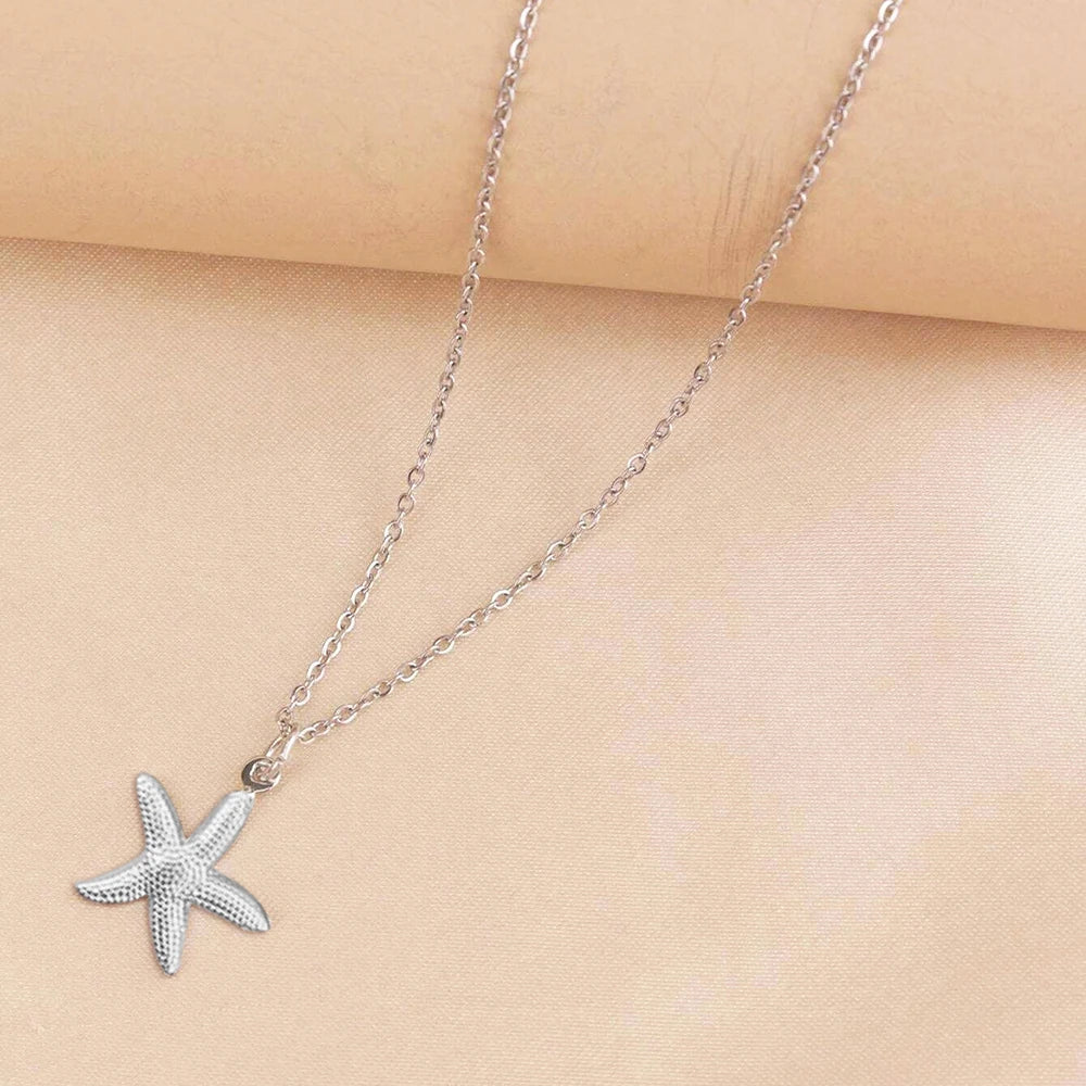 DOTIFI  Beach Wind Shell Starfish Pendant Pendant Stainless Steel Necklace Female Fashion Simple Personalized Necklace Jewelry Vera Lux