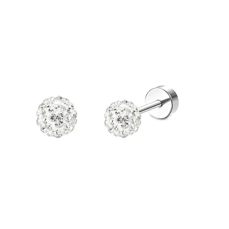 2PCS/Set Stainless Steel Heart Moon Earbone Stud Screw Ball Stud Earrings for Women Fashion Ear Tragus Cartilage Body Piercing Vera Lux