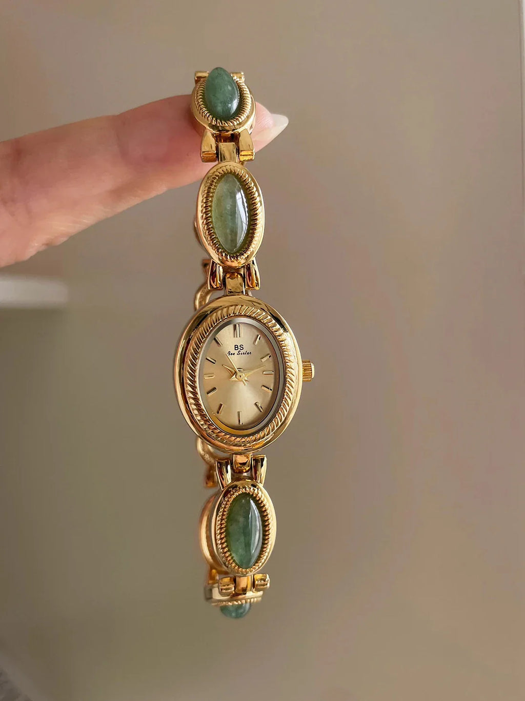 Natural Jade Bracelet Watch Gift Women,Ladies Watches Luxury High Quality Gold Quartz Watches, Elegant Women's Wristwatches Vera Lux
