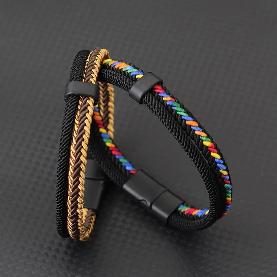 Noter New Personalized Handmade Rope Bracelet For Men Detachable Buckle 4 Colors Grade A Ethnic Fabric Bangle Pulseria Homme Vera Lux