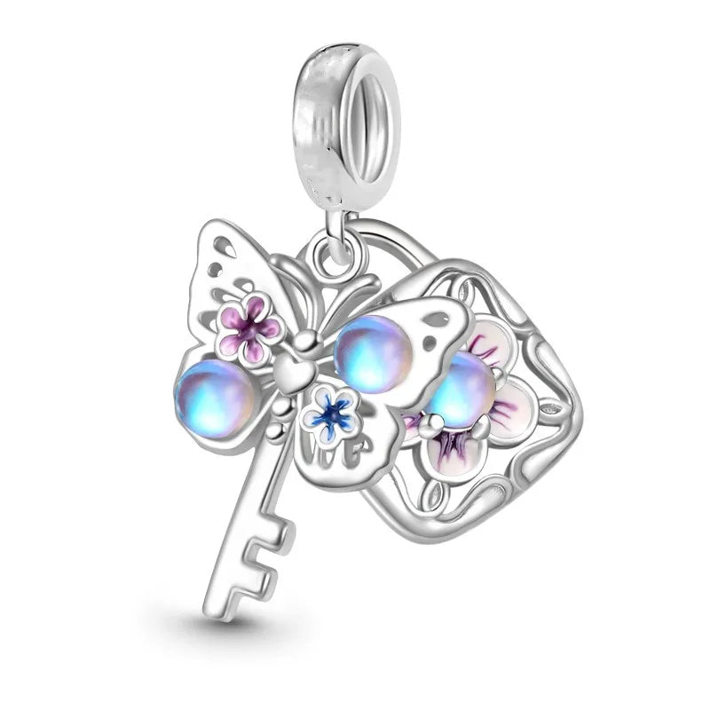 2026 925 Silver Flower, Butterfly, Highland Cow, Motorcycle Pendant Fit European Original Bracelet DIY Jewelry Exquisite Jewelry Vera Lux