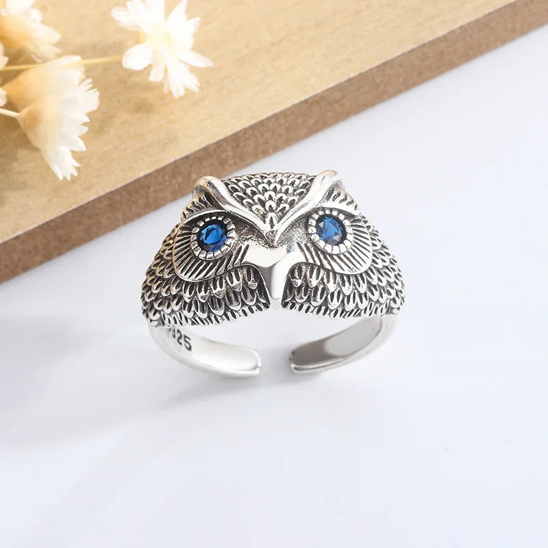 925 Sterling Silver Owl Zircon Open Rings For Women Wedding Engagement Luxury Jewelry Accessories Wholesale Jewellery Vera Lux