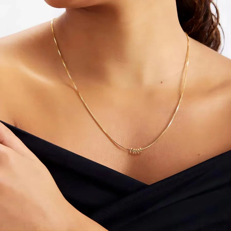 Minimalist Gold Color Stainless Steel Necklace for Women Classic Thin Chains Metal Beads Neck Jewelry Vera Lux