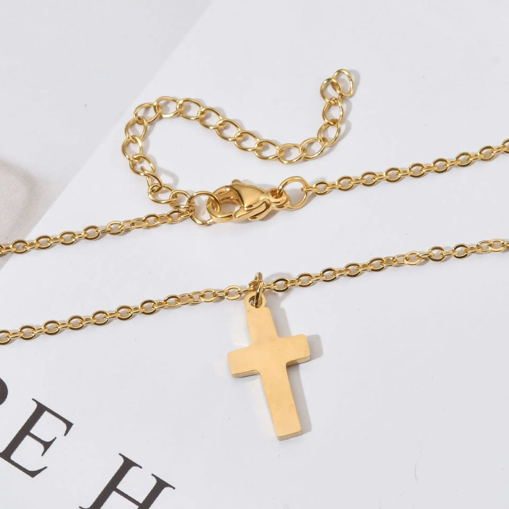 Stainless Steel Cross Necklace For Women Gold Silver Color Waterproof Chain Men Fashion Never Fade Jewelry Accessories Vera Lux