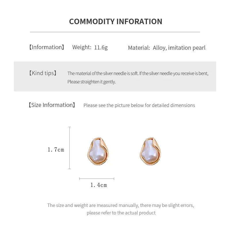 Irregular Baroque Pleated Imitation Pearl Stud Earrings For Women French Retro Temperament Earrings Gentle Jewelry Accessories Vera Lux