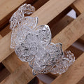 925 Sterling Silver jewelry bangle Hot engagement  exquisite retro charm hollow big women lady flowers openings bracelet Vera Lux