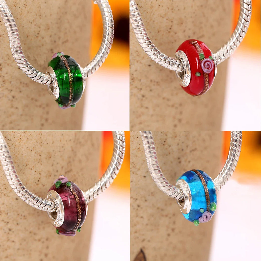 Newest European Colorful Lampwork Glass Beads Murano Aolly Charm Necklace Bracelets Bangle DIY Women Girls Jewlelry Vera Lux