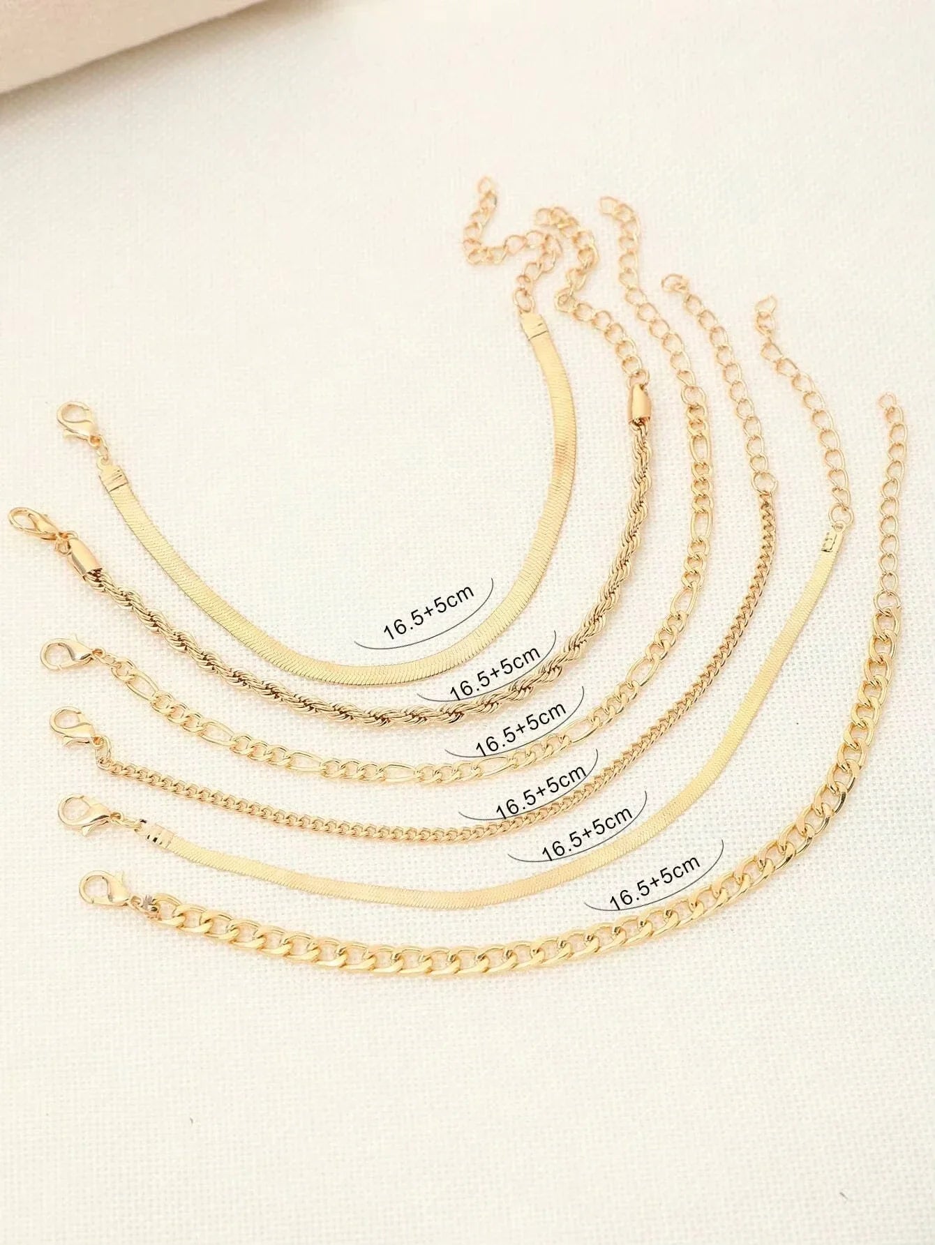 6pcs Fashion Punk Style Simple Cold Tone Chain Fashion Bracelet Set Suitable For Women's Daily Wear Vera Lux