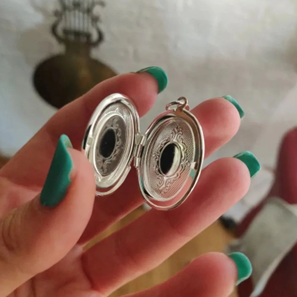 925 Sterling Silver Oval Round Photo Frame Pendant Necklace 18/20-28/30 Inch Snake Chain For Woman Man Wedding Jewelry Vera Lux