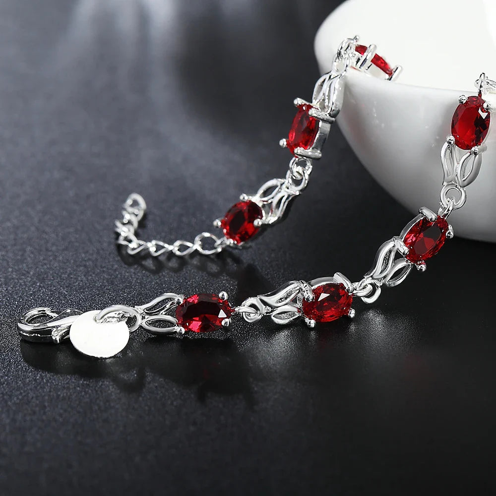 925 Sterling Silver Ruby Sapphire Amethyst Gemstone Bracelets Woman Wedding Jewelry Accessories Wholesale Jewellery Vera Lux