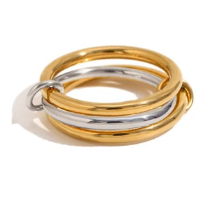 A Niche Two-Color Four-Ring Copper Jewelry Ring, Hypoallergenic, Ins Style, Stacking Artifact, Suitable For Young Wome Jewelry Vera Lux