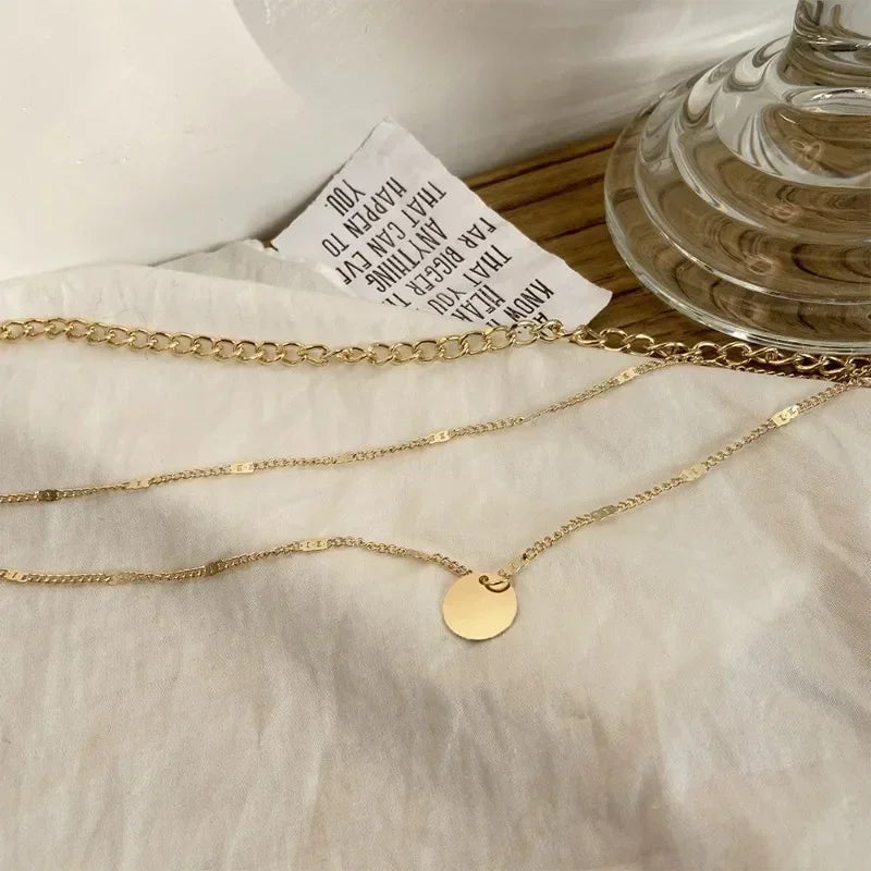 Multilayer Pendant Necklace on Neck Chain Women Crystal Zircon Heart Star Charm Layered Necklace Vintage Female Neck Jewelry Hot Femstylo