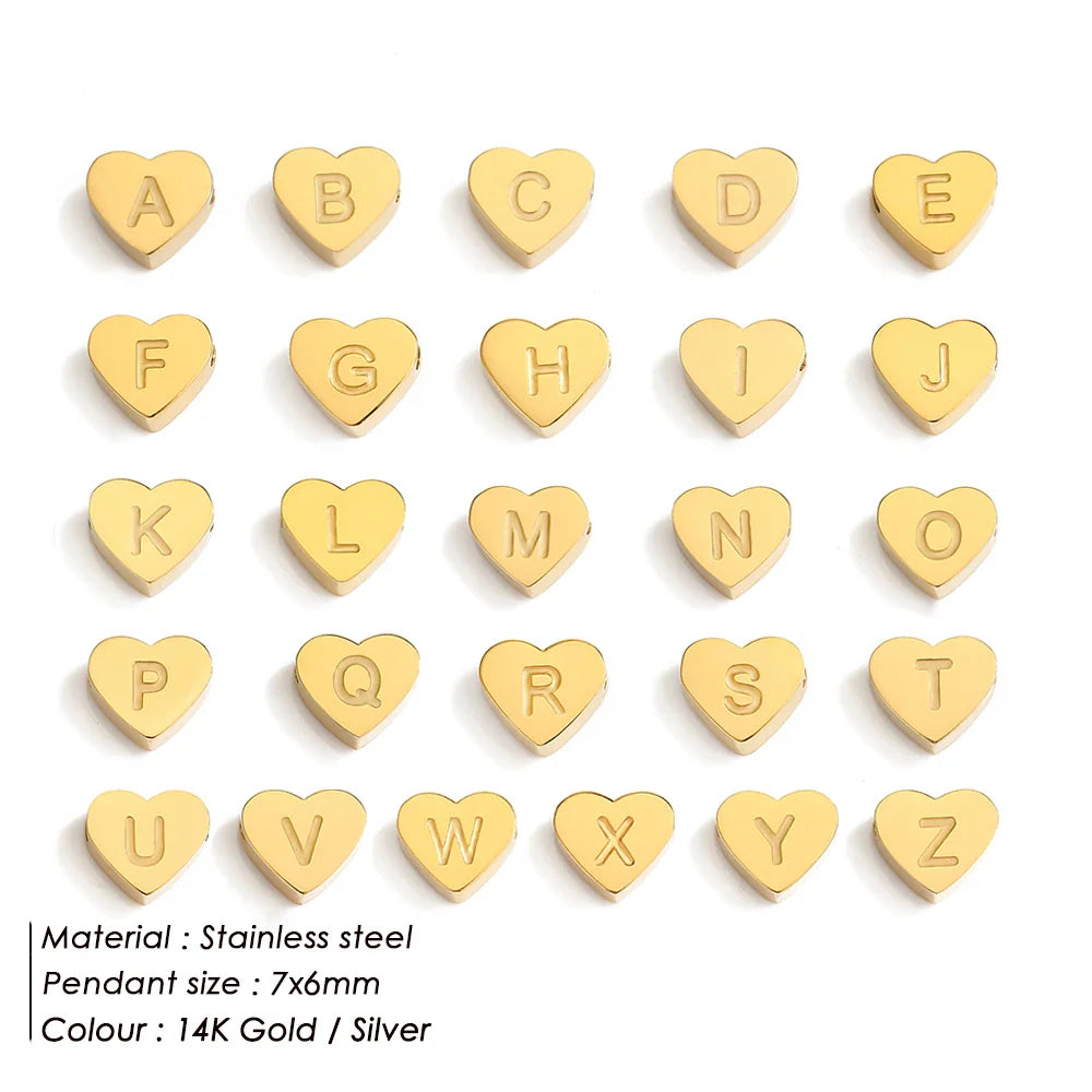 SUNIBI Initial Name Heart Shape Pendant For Necklaces Stainless Steel Necklace for Women Bracelet Make Earrings Jewelry Vera Lux