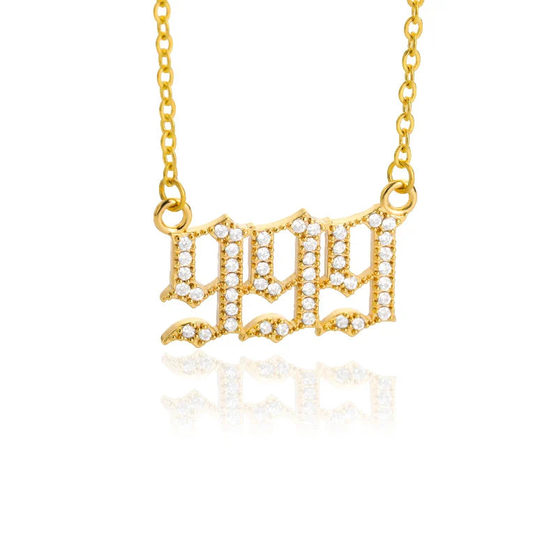 111 222 333 444 555 666 777 888 999 Necklaces For Women Gold Color Stainless Steel Zircon Angel Number Pendant Necklace Jewelry Vera Lux