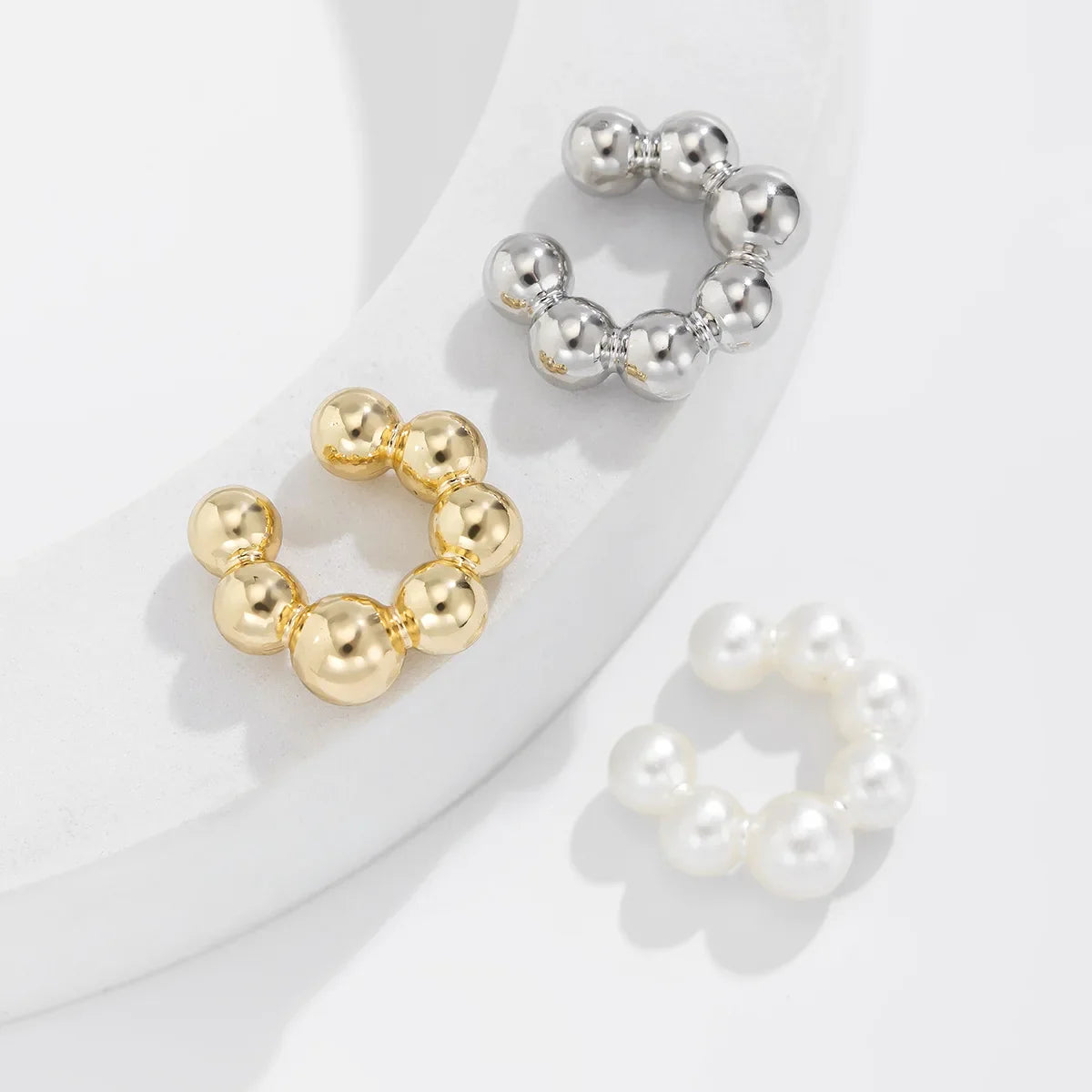 Three Pieces Set Pearls Without Ear Holes Clip Earrings for Women Fashion Customized Jewelry Minimalist Accessories Wholesale Vera Lux