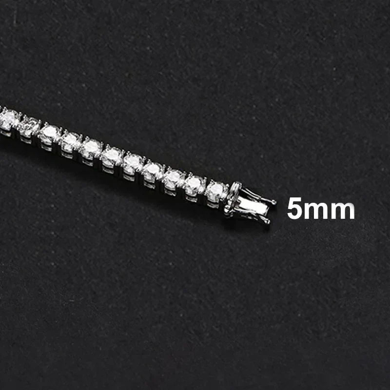 NeeTim 3mm 4mm 5mm Moissanite Tennis Bracelet Full Diamond 925 Sterling Silver with Gold Plated Bracelets For Women Men Vera Lux