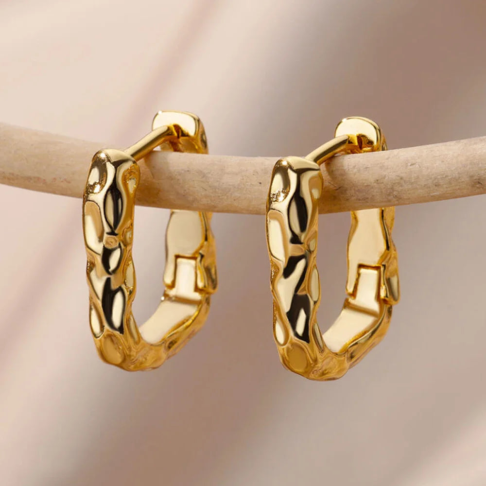 Heart Stainless Steel Earrings for Women Zircon Gold Color Hoop Earring Aesthetic Waterproof Ear Piercing Jewelry Accessories Vera Lux