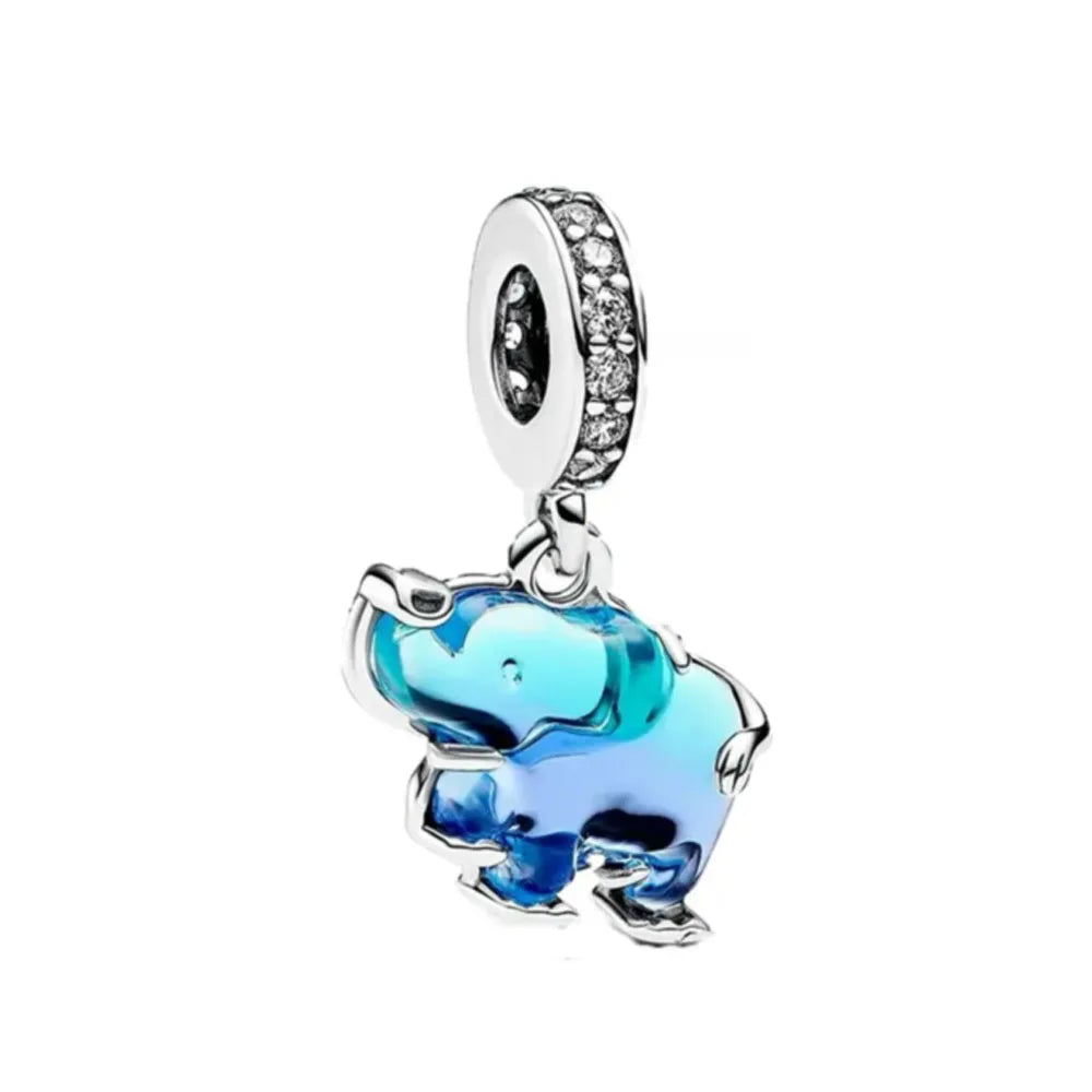 2026 New S925 Silver Hollow Elephant Monkey Car Pendant Fit Original Bracelet DIY Accessories Women's Charm Jewelry Gifts Vera Lux