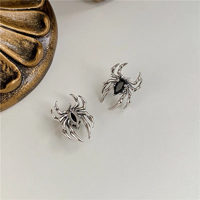 Halloween Gothic Retro Old Spider Zircon Earrings Women Fashion Design Black Zircon Earring Party Jewelry Gifts Wholesale Vera Lux