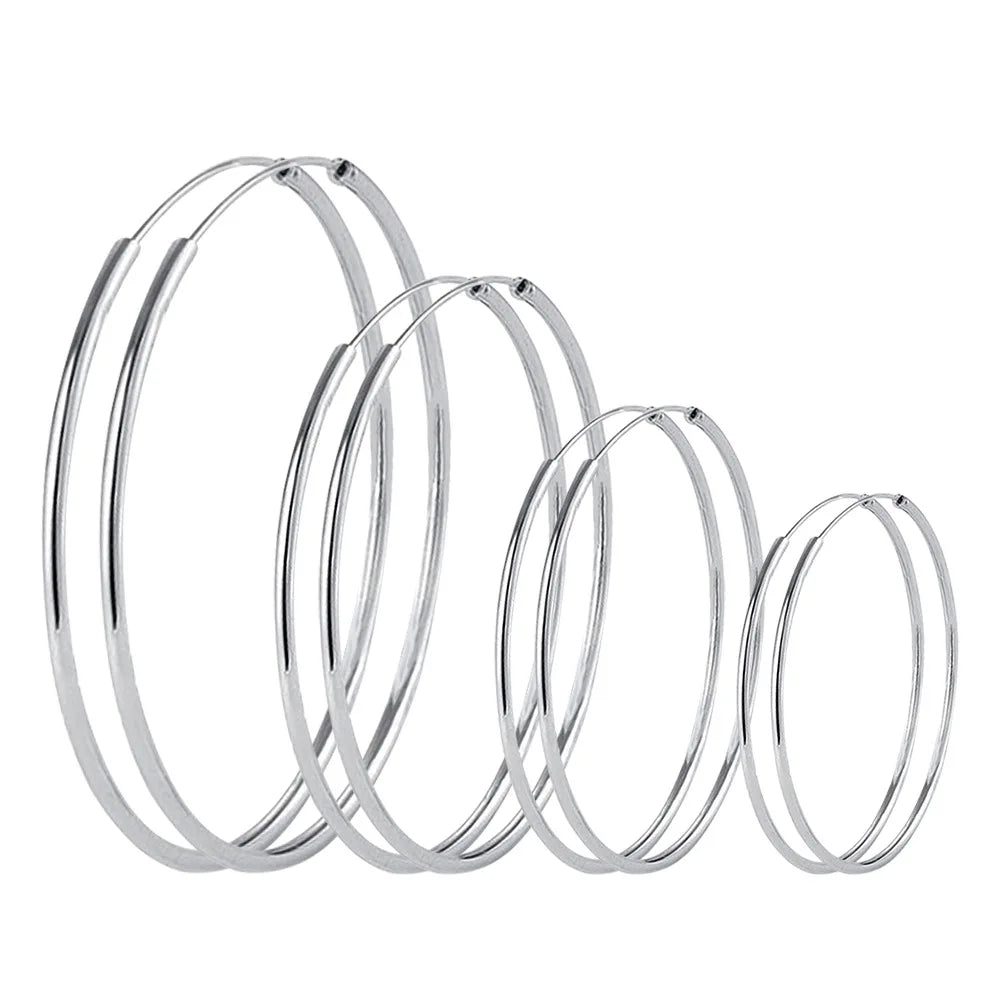 3/4/5/6CM Round Hoop Earrings  925 Sterling Silver For Women Party Luxury Jewelry Accessories 2024 Trend Argent 925 Jewellery Vera Lux
