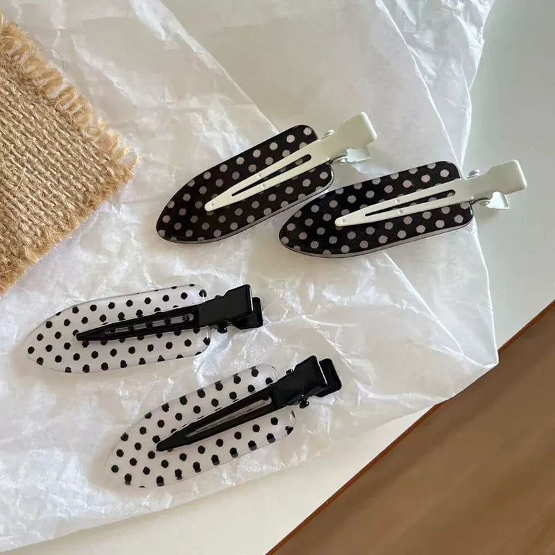 4Pcs Black White Polka Dot Acrylic Hair Clips Secure Hold Suitable for Daily Wear Bb Hairclip Party Outfits Hair Accessories Vera Lux