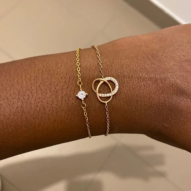 Single Zircon Circle Bead Bracelets For Women Stainless Steel Bracelet Summer Jewelry Couple Friends Accessories Gift 2023 Vera Lux
