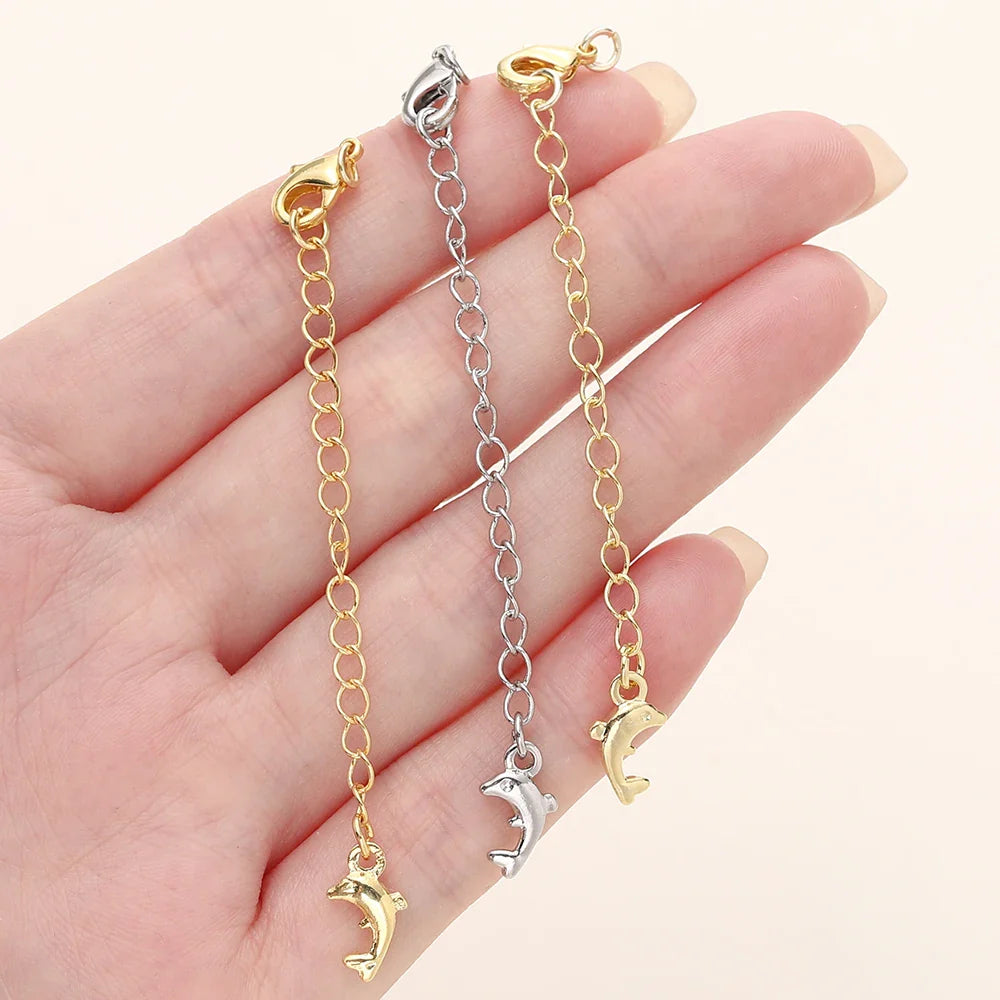 5/10pcs/Pack 14/18K Gold Color Plated Brass Various Extension Chain With Lobster Clasps for DIY Necklace Jewelry Making Findings Vera Lux