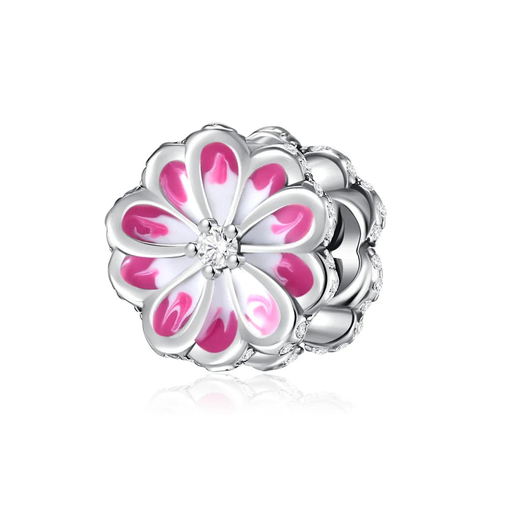 2026 Spring Pink Series Ballon Butterfly Flower Pendant Fit S925 European 925 Sterling Silver Bracelet Bangles Necklace Vera Lux