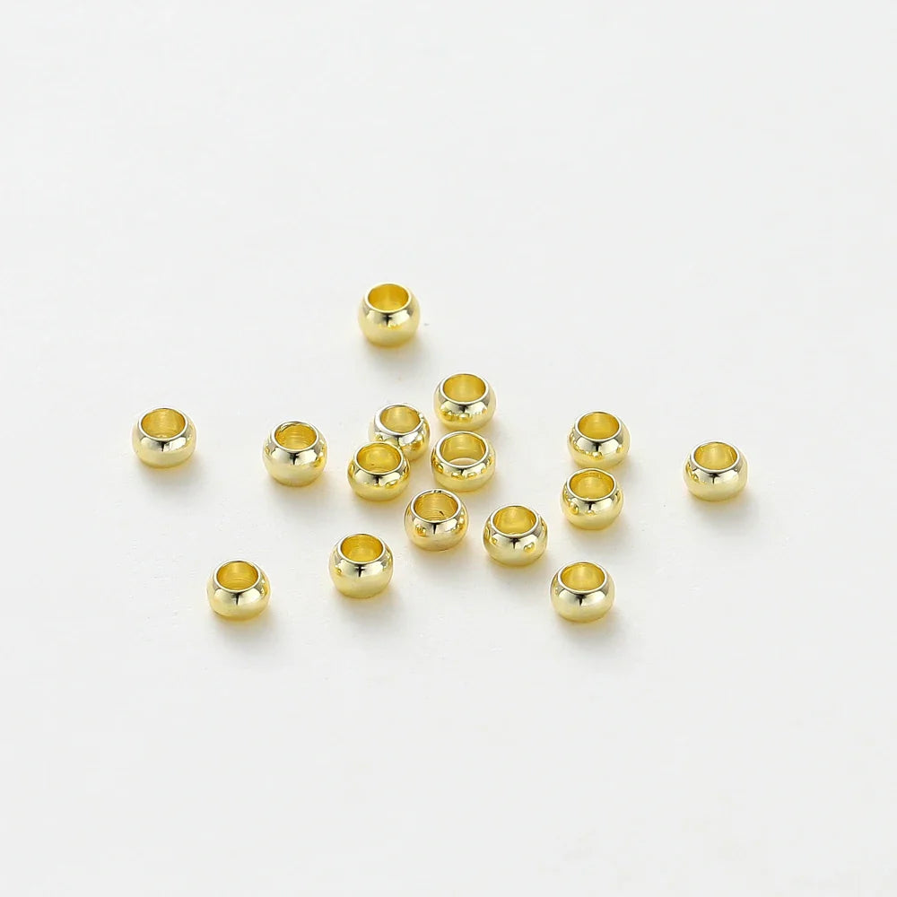 100pcs/lot 1.5/2/2.5mm 14K/18K Gold Color Plated Brass Positioning Beads for DIY Bracelet Necklace Jewelry Making Accessories Vera Lux